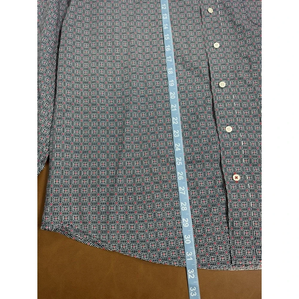 Cinch Shirt Mens Medium Red Blue Geometric Cotton Button Up Western Rodeo Dress